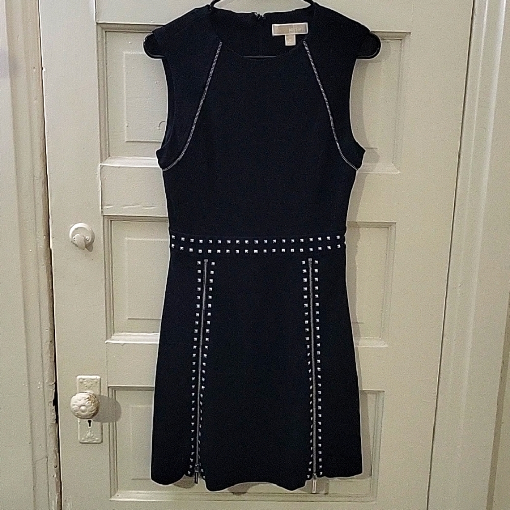 Michael Kors Zipper and Grommet Black Bodycon Dress